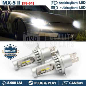 H4 Led Kit für MAZDA MX-5 2 (98-01) Abblendlicht + Fernlicht 6500K 8000LM | Plug & Play CANbus