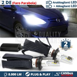Lampade LED H4 per MAZDA 2 DE Anabbaglianti + Abbaglianti CANbus | 6500K Bianco Ghiaccio