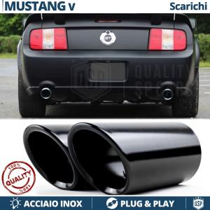 2 TERMINALI di Scarico DX + SX per FORD Mustang 5 in ACCIAIO Inox NERO | Ad Incastro 
