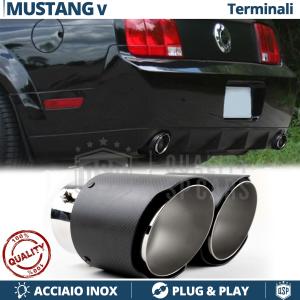 2 pcs EXHAUST TIPS for FORD Mustang 5 Left + Right Carbon Fiber Stainless STEEL | PLUG & PLAY 