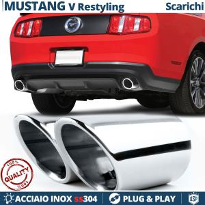 2 TERMINALI di Scarico DX + SX per FORD Mustang 5 10-14 CROMATI in ACCIAIO Inox | Ad Incastro 
