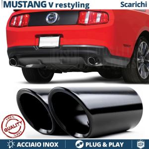 2 TERMINALI di Scarico DX + SX per FORD Mustang 5 10-14 in ACCIAIO Inox NERO | Ad Incastro 