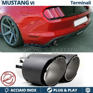 2 pcs EXHAUST TIPS for FORD Mustang 6 Left + Right Carbon Fiber Stainless STEEL | PLUG & PLAY 