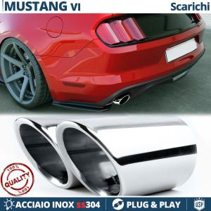 2 TERMINALI di Scarico DX + SX per FORD Mustang 6 CROMATI in ACCIAIO Inox | Ad Incastro 