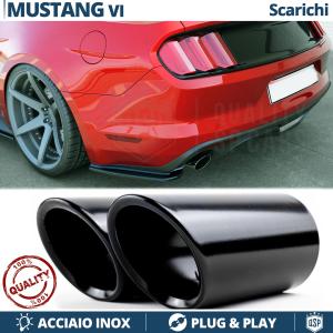 2 pcs EXHAUST TIPS for FORD Mustang 6 Left + Right BLACK Stainless STEEL | PLUG & PLAY 