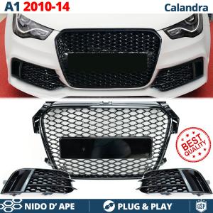 FRONT GRILL + FOG LIGHT GRILLS Bumper for AUDI A1 8X (10-14) | Honeycomb Grille