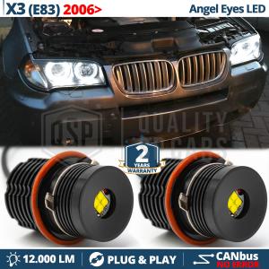 ANGEL EYES LED Per BMW X3 E83 Dal 2006 al 2010 Con Fari Xenon | Luce di Posizione Bianche 32W CANbus