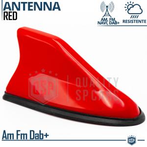 Car Roof Red SHARK FIN Universal Antenna | Real AM-FM-DAB+ RADIO Reception Rubber Base