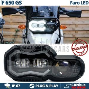 FARO LED Per BMW F 650 GS OMOLOGATO uso Stradale | Luce Bianca POTENTE 6500K | Plug and Play