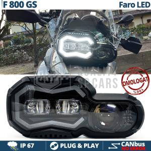 FARO LED Per BMW F 800 GS OMOLOGATO uso Stradale | Luce Bianca POTENTE 6500K | Plug and Play