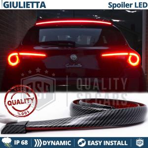 Rear Adhesive LED SPOILER For Alfa Romeo Giulietta | Roof SEQUENTIAL LED Strip in Black Carbon Fiber Effect