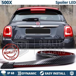 Rear Adhesive LED SPOILER For Fiat 500X | Roof SEQUENTIAL LED Strip in Black Carbon Fiber Effect