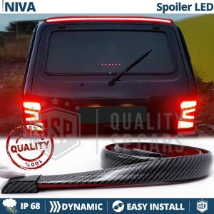Rear Adhesive LED SPOILER For Lada Niva | Roof SEQUENTIAL LED Strip in Black Carbon Fiber Effect