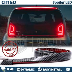 Rear Adhesive LED SPOILER For Skoda Citigo | Roof SEQUENTIAL LED Strip in Black Carbon Fiber Effect