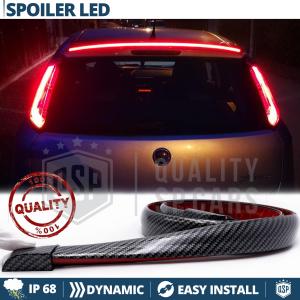 Rear Adhesive LED SPOILER For Fiat Grande Punto | Roof SEQUENTIAL LED Strip in Black Carbon Fiber Effect