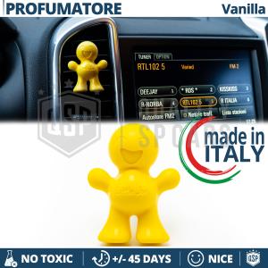 PROFUMATORE Auto Little Joe® GIALLO Omino, Applicabile su Bocchette Aria Peugeot | VANIGLIA 45gg
