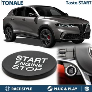 START STOP Black Button for Alfa Tonale | Engine Start Adhesive Button in ALUMINIUM