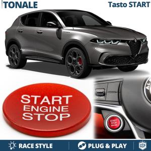 START STOP Red Button for Alfa Tonale | Engine Start Adhesive Button in ALUMINIUM