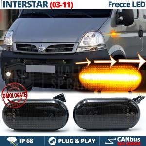 X2 Intermitentes LED para Nissan Interstar (03-11), Secuenciales Homologados, Lente Negra, CANbus No Error