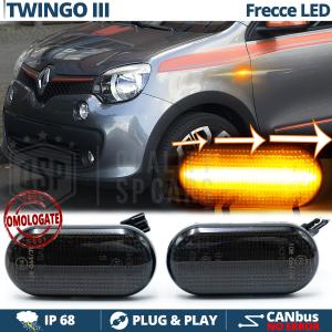 LED Side Markers for Renault TWINGO 3 Sequential Dynamic  Black Smoke Lens, E-Approved, Canbus No Error