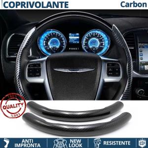FUNDA VOLANTE para Chrysler, Efecto FIBRA DE CARBONO Negro Deportivo FINO Antideslizante