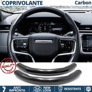 COUVRE VOLANT pour Land Rover, Effet FIBRE DE CARBONE Noir Sportif FIN Antidérapant