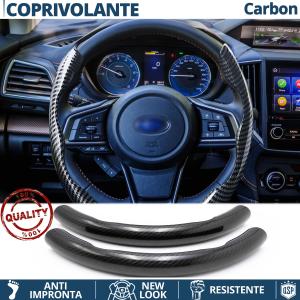 COPRIVOLANTE Per Subaru, Effetto FIBRA DI CARBONIO Nero SOTTILE Sportivo Antiscivolo