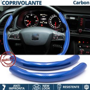 STEERING WHEEL COVER Blue for Seat, Carbon Fiber Effect THIN Non-Slip