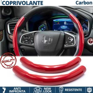 STEERING WHEEL COVER Red for Honda, Carbon Fiber Effect THIN Non-Slip