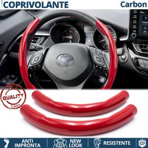 STEERING WHEEL COVER Red for Toyota, Carbon Fiber Effect THIN Non-Slip