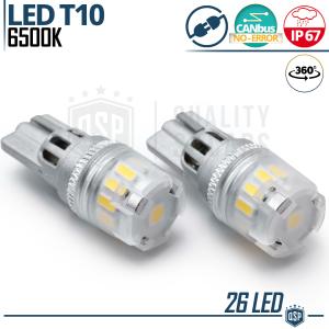 2 Lampadine LED T10 W5W CANbus | Luce Intensa Bianco Ghiaccio 6500K | 500 LUMEN 26 LED