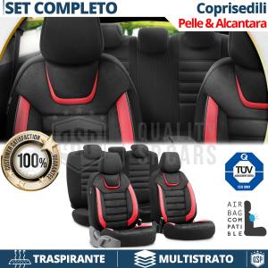 Car SEAT COVERS for VW Golf Red Pu Leather and Alcantara Effect, FULL SET Front + Rear | TÜV Certified