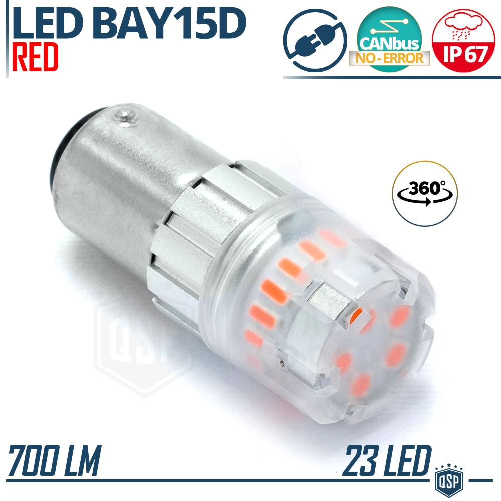 1x LED Birne P21/5W - BAY15D CANbus ROT, Kraftvolles Diffuses Licht