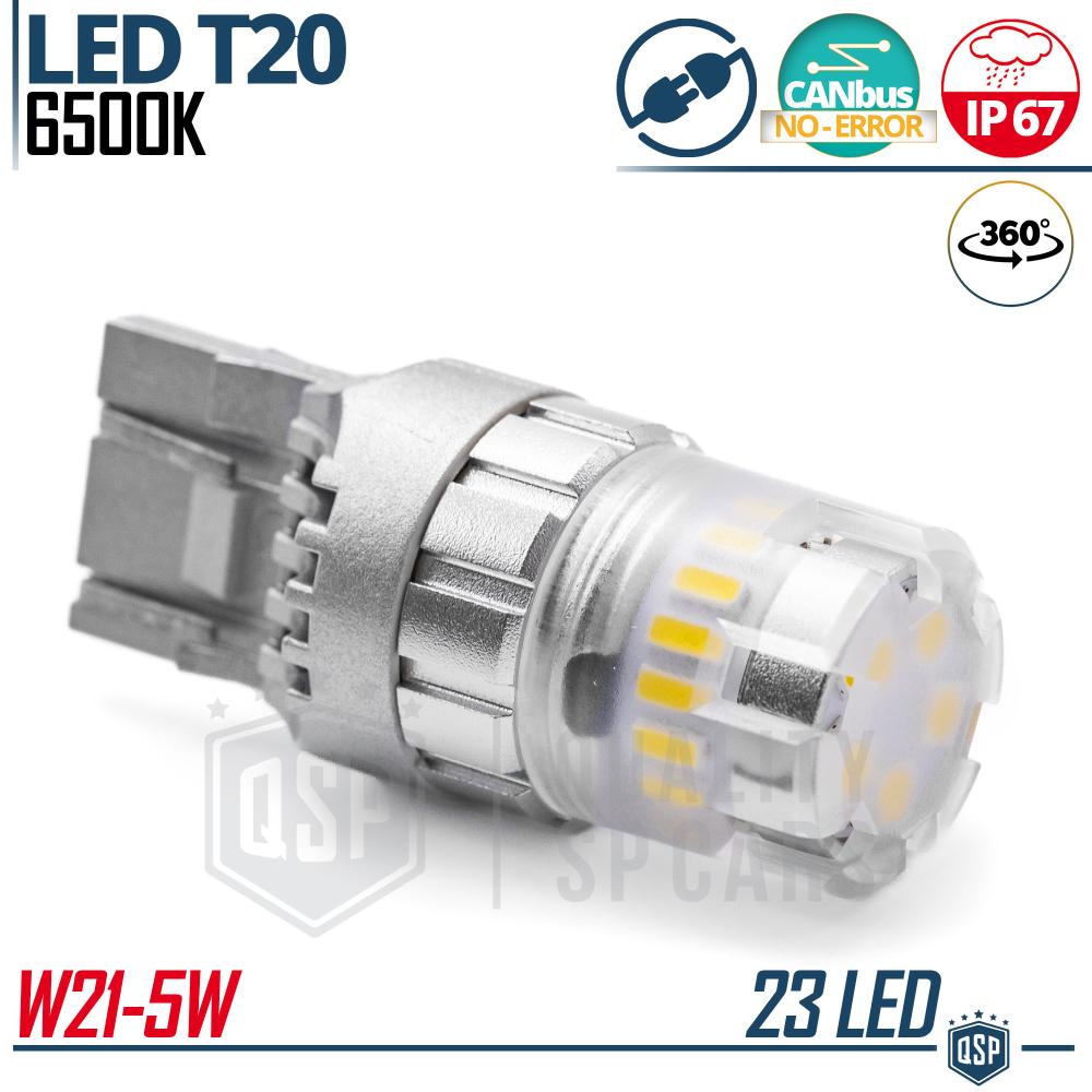 1pc T20 - W21W LED Bulb CANbus  Powerful ICE White Light 6500K