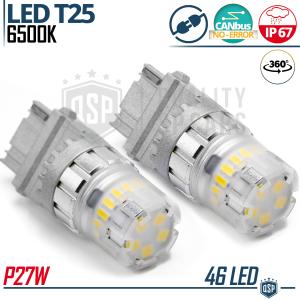 2x LED Birnen T25 - P27W CANbus | Kraftvolles Weiß Eis Licht 6500K | 1400 LUMEN
