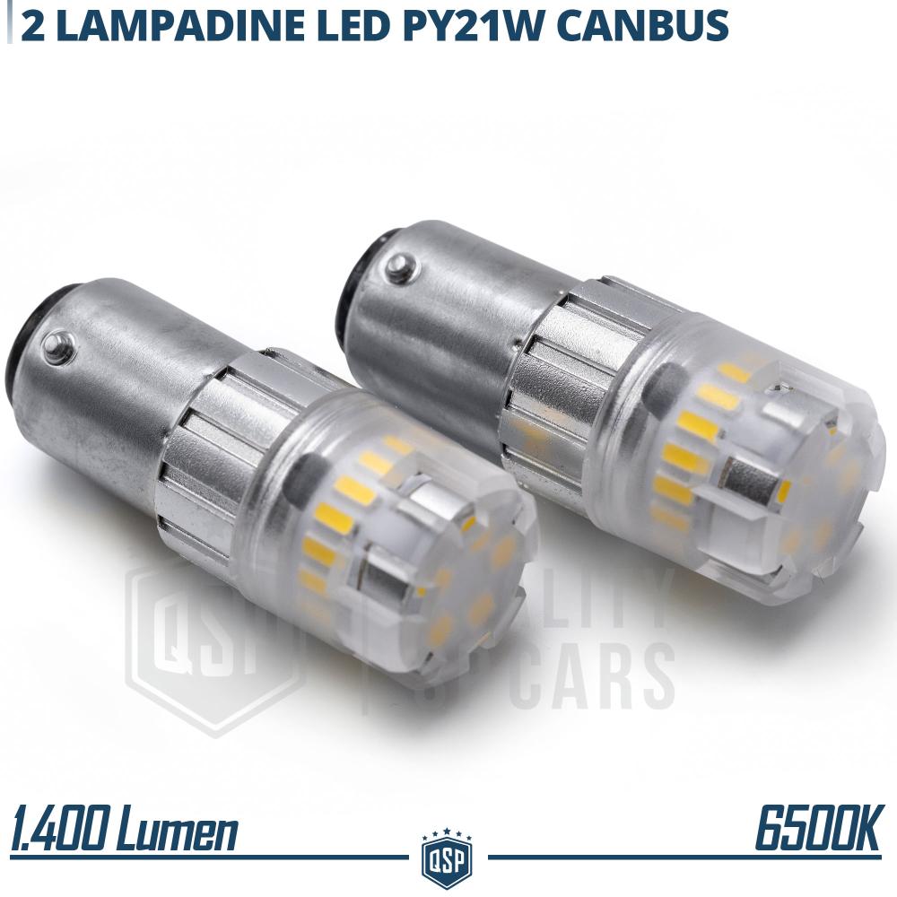 2x LED Birnen PY21W - BAU15S CANbus, Kraftvolles Weiß Eis Licht 6500K