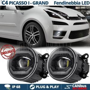 DRL LED Round Fog Lights For Citroen C4 Picasso 1 - Grand APPROVED with LED Daytime Running Lights