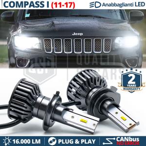 Kit Full LED H11 per JEEP COMPASS 1 RESTYLING Anabbaglianti CANbus | 8000LM 6000K Luce Bianca 