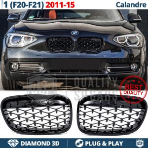 Front GRILLE for BMW 1 Series F20 F21 (11-15), Diamond 3d Design | Glossy Black Grill Tuning M