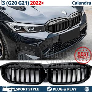 REJILLA Delanteras para BMW Serie 3 G20 G21 (desde 2022), Doble Pasillo | Negro Brillante Tuning M