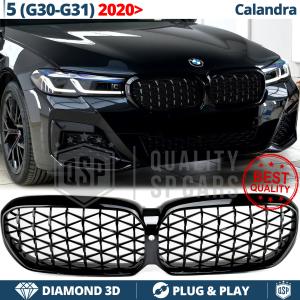 Front GRILLE for BMW 5 Series G30 G31 from 2020, Diamond 3d Design | Glossy Black Grill Tuning M