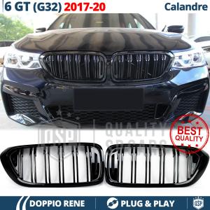 REJILLAS Delanteras para BMW Serie 6 GT (G32) 17-20, Doble Pasillo | Negro Brillante Tuning M