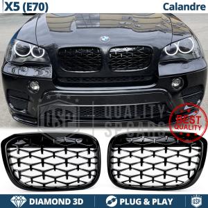 GRIGLIE Anteriori per BMW X5 (E70), Mascherine Nero Lucido Diamond 3d | Calandre Tuning M