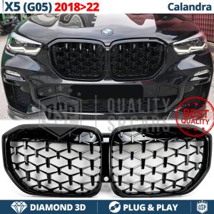 REJILLA Delanteras para BMW X5 G05 (18-22), Estilo Diamante 3D | Negro Brillante Tuning M
