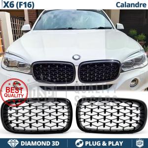 GRIGLIE Anteriori per BMW X6 (F16), Mascherine Nero Lucido Diamond 3d | Calandre Tuning M