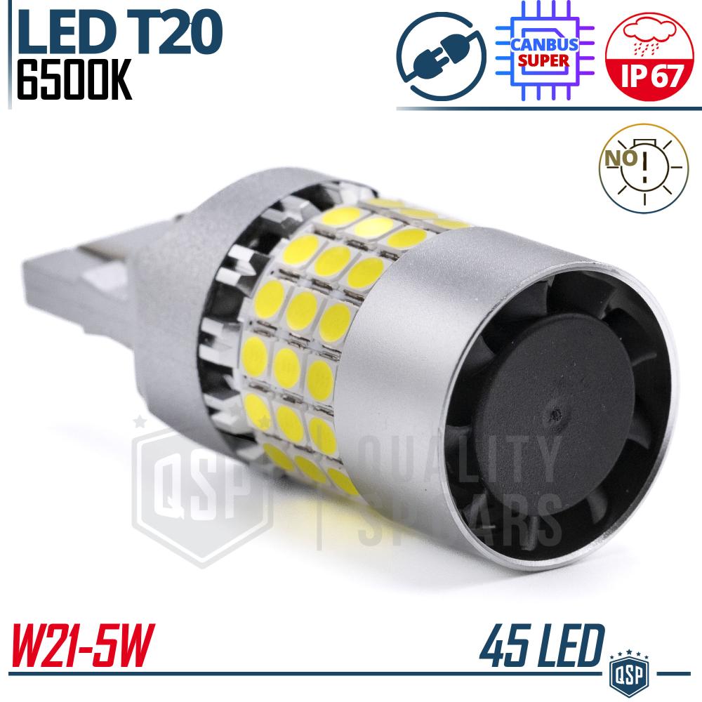 1 Ampoule LED T20 W21/5W, ANTI ERREUR Super CANbus, Lumière Blanche  Puissante 3600LM