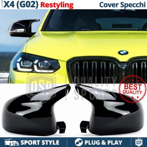 Side MIRROR CAPS for Bmw X4 G02 from 2021, Glossy Black Thick Replacement Covers | Lifetime Warranty