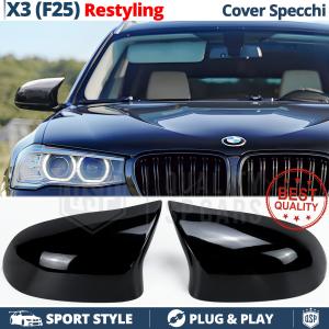 Side MIRROR Caps for Bmw X3 F25 (14-17) | Glossy Black Thick Rigid Covers | Lifetime Warranty