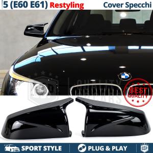 Side MIRROR CAPS for Bmw 5 Series E60 E61 (07-10) | Glossy Black Thick Covers | Lifetime Warranty