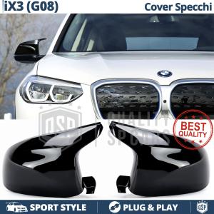 Side MIRROR CAPS for Bmw iX3 G08, Glossy Black Thick Replacement Covers | Lifetime Warranty